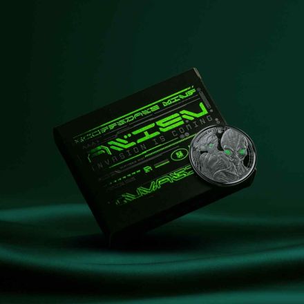 2023 Ghana Alien Invasion 1 oz Silver Black Rhodium Color Coin