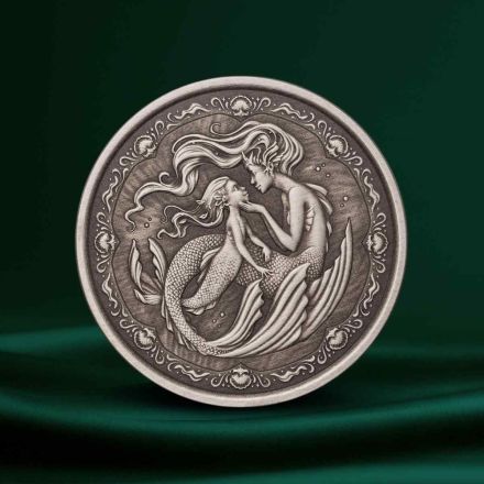 2023 Mermaid Mother & Daughter &ndash; 1 oz S&oslash;lvmynt (Antique)