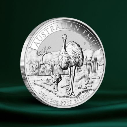 2021 Australia 1 oz Sølv "Emu" BU M/Kapsel
