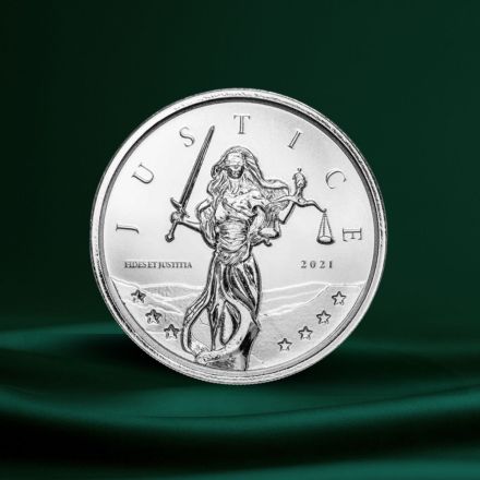 2021 Gibraltar 1 oz Silver Lady Justice BU